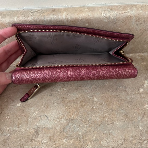 Cole Haan Raspberry Textured Trifold Wallet - Picture 4 of 5